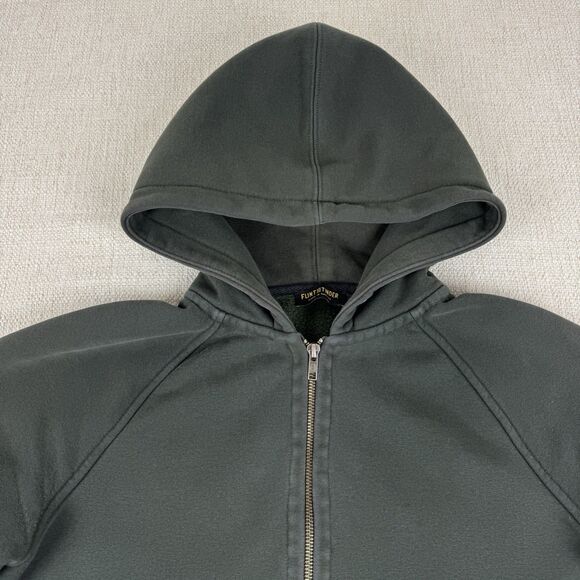 Flint and Tinder Hoodie Mens Small Green Full Zip Heavyweight Cotton Fleece USA - Picture 2 of 16